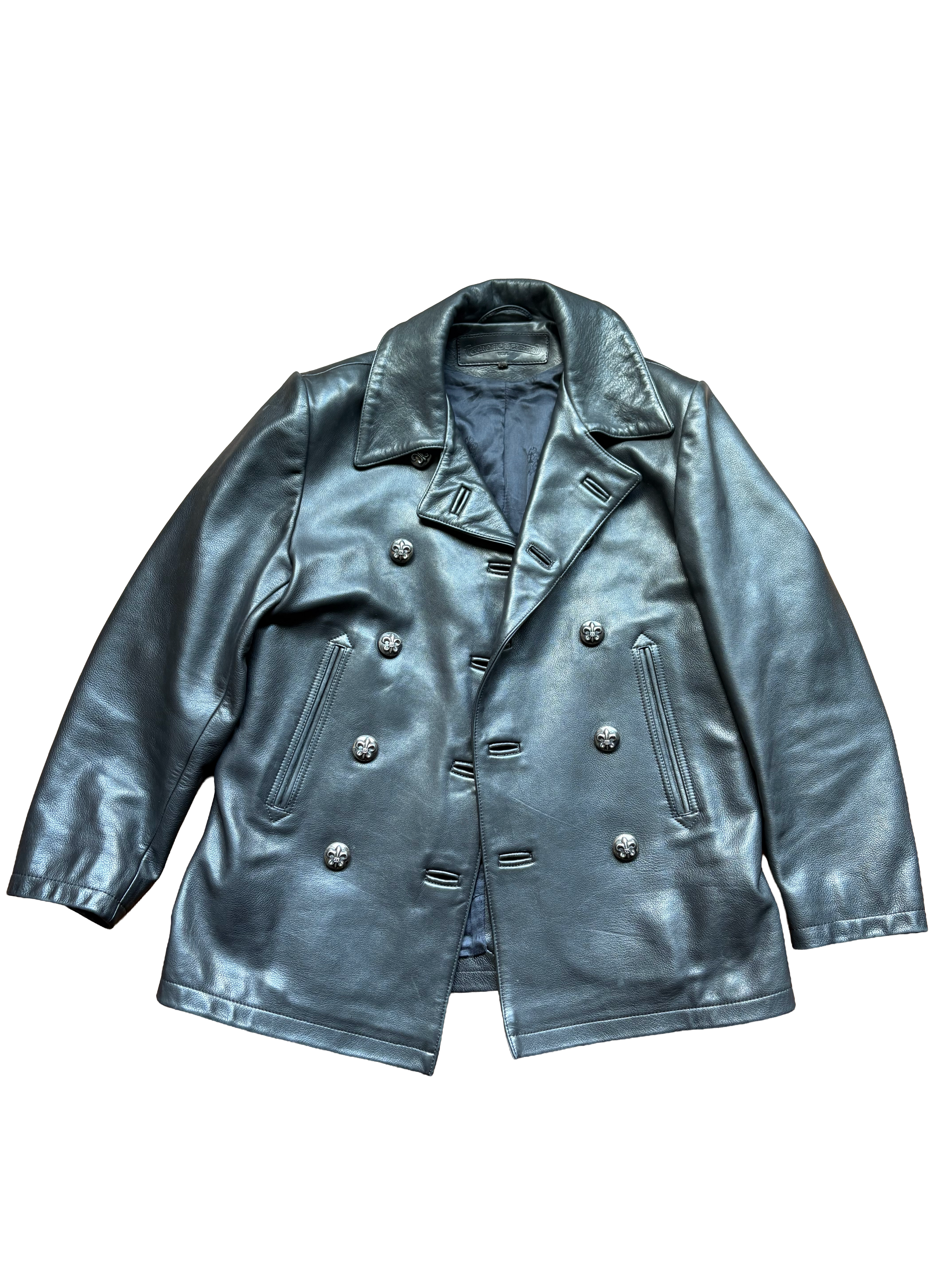 Chrome Hearts Double Breasted Leather Coat