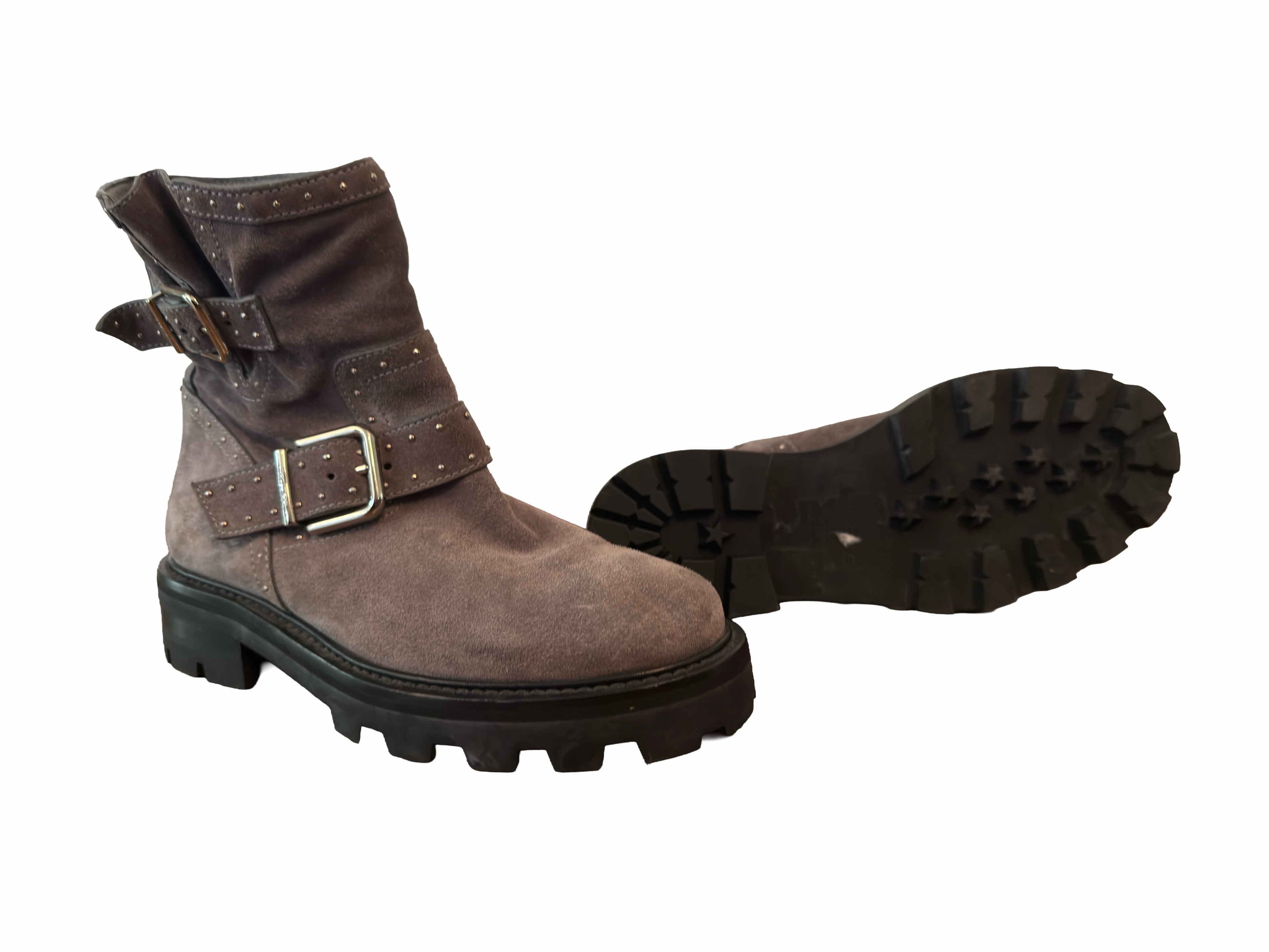 Jimmy Choo Youth Studded Gray Suede Ankle Boots
