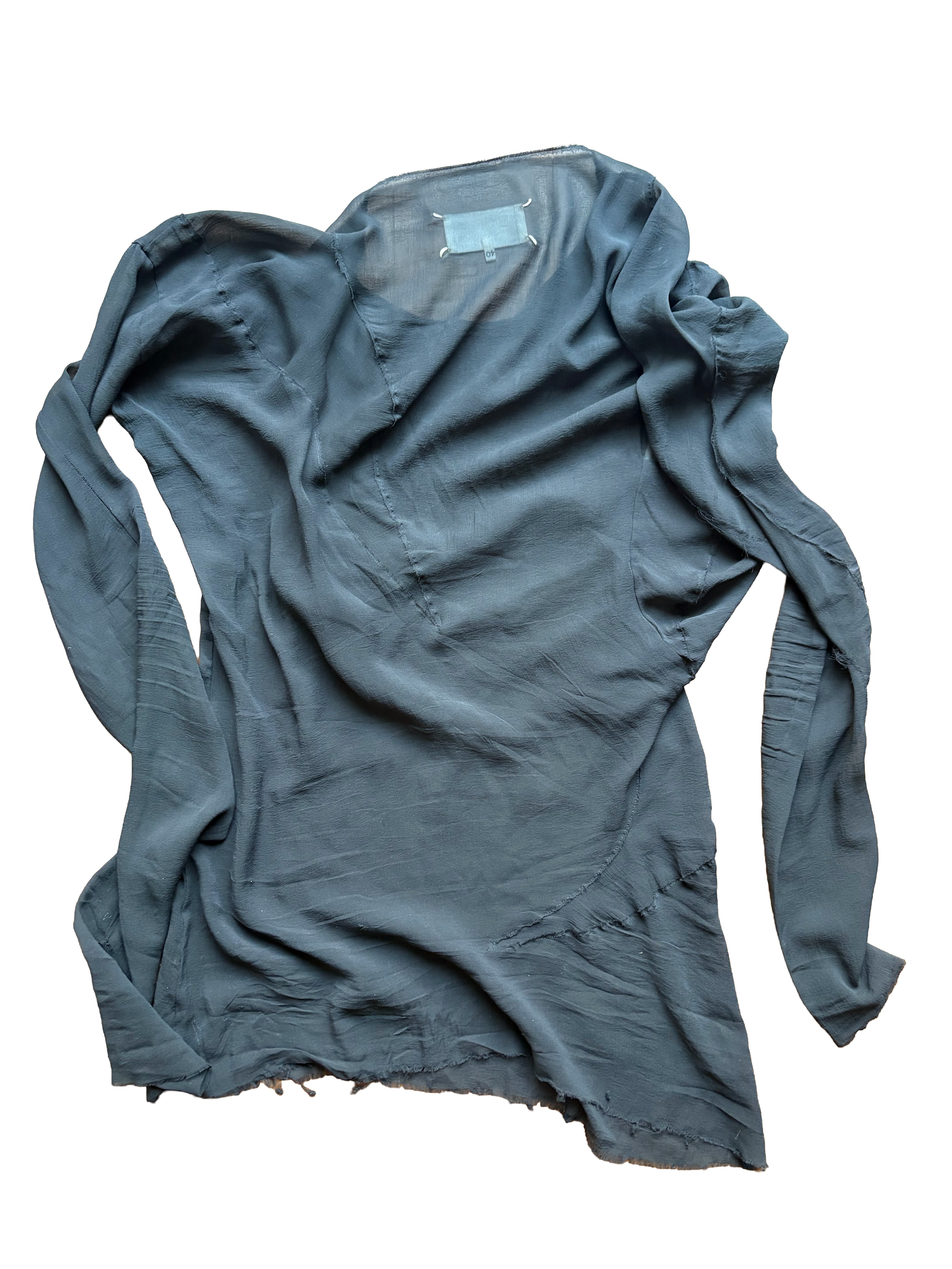 Maison Margiela Sheer Asymmetric Draped Shirt