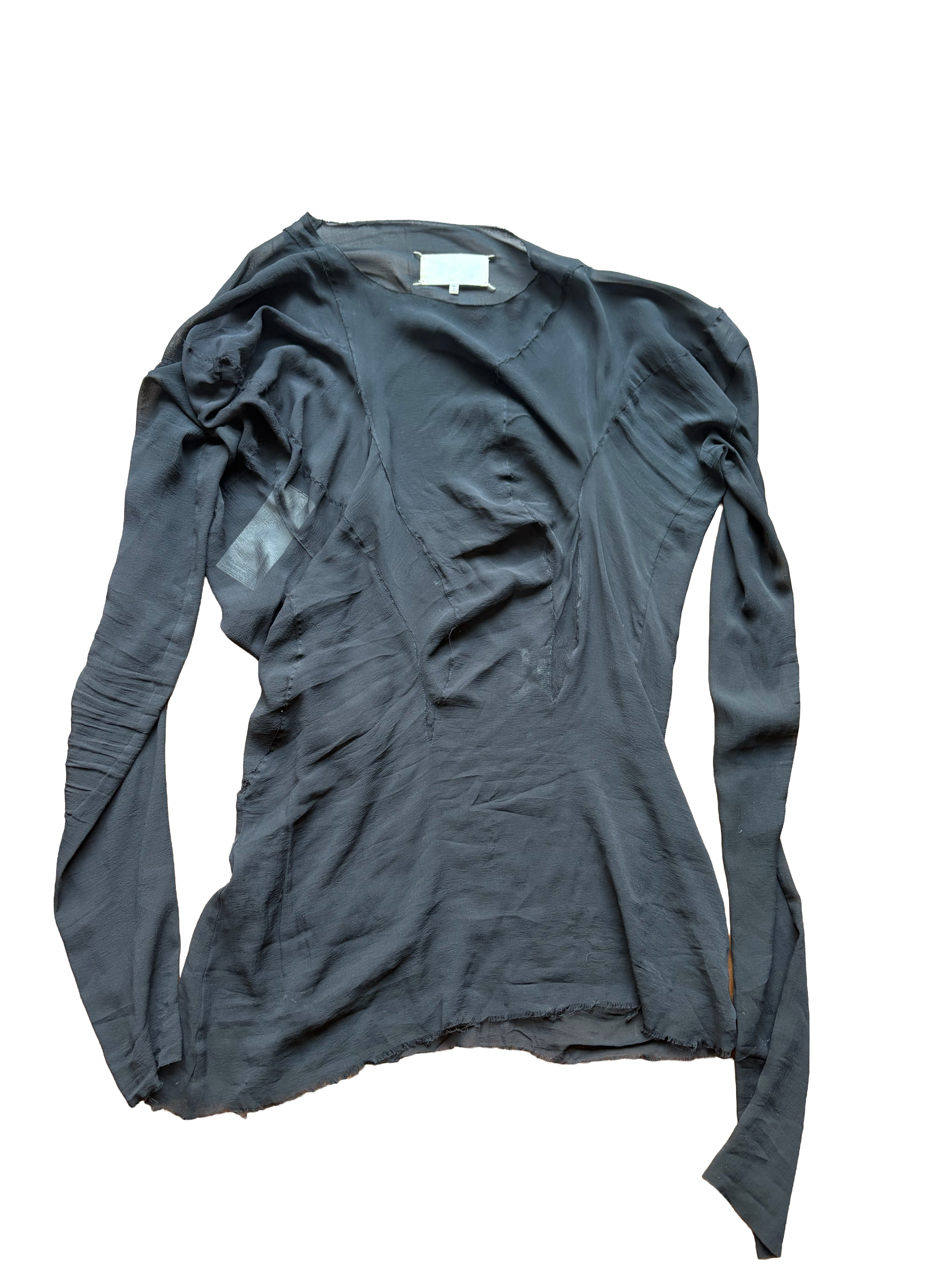 Maison Margiela Sheer Asymmetric Draped Shirt