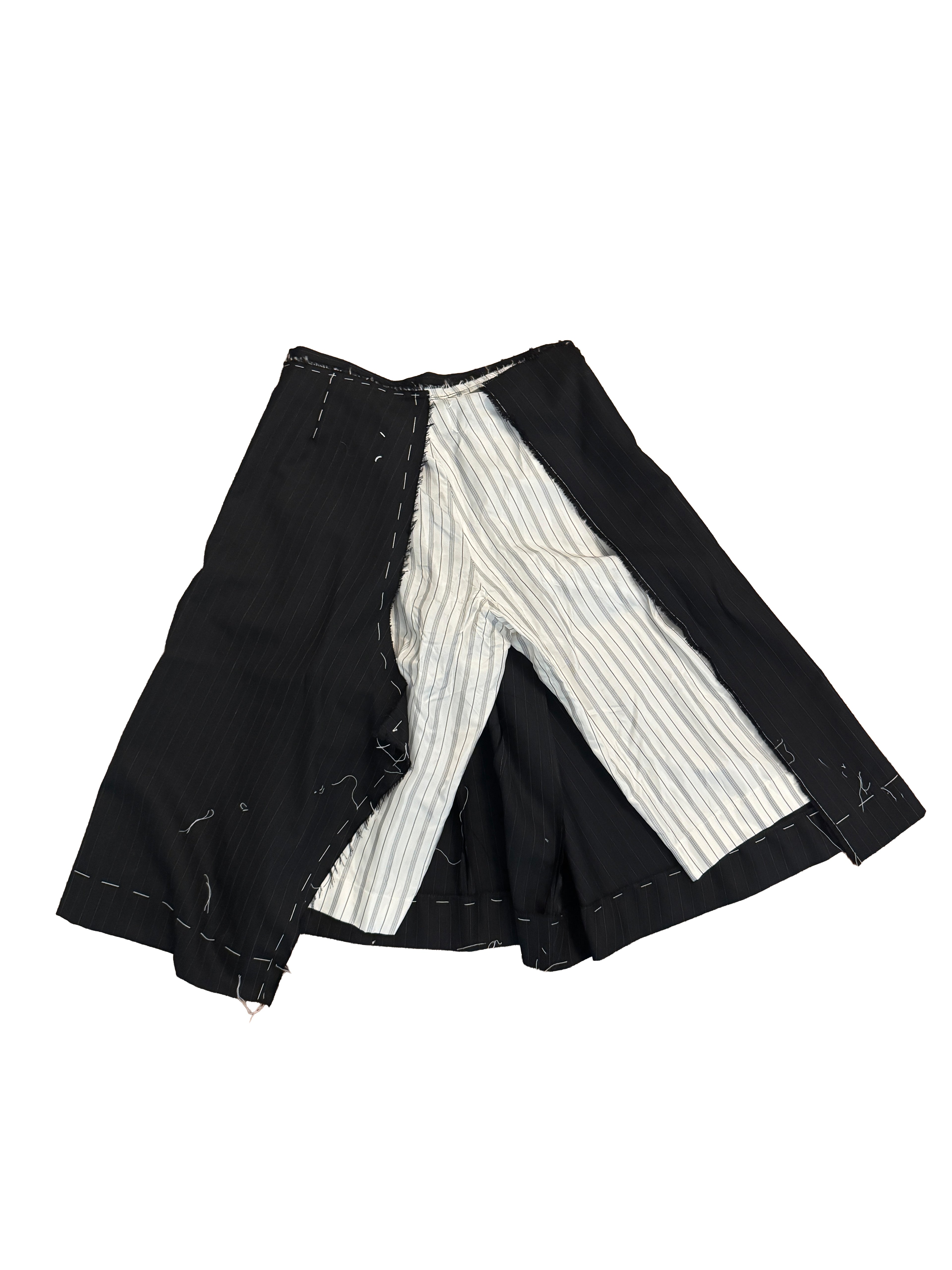 Maison Margiela Black Striped Culotte Shorts.