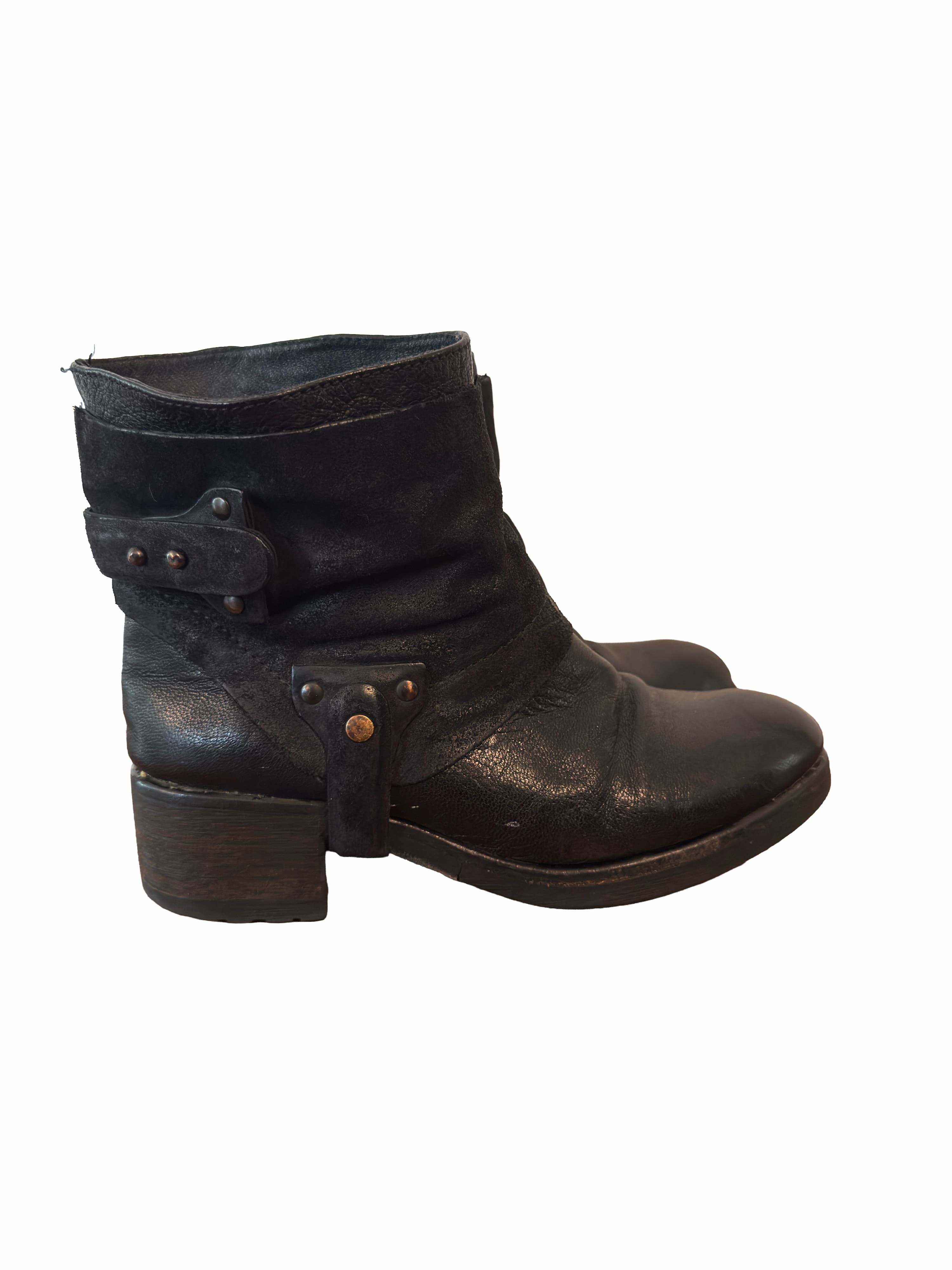 Vera Wang Black Leather Ankle Moto Boots