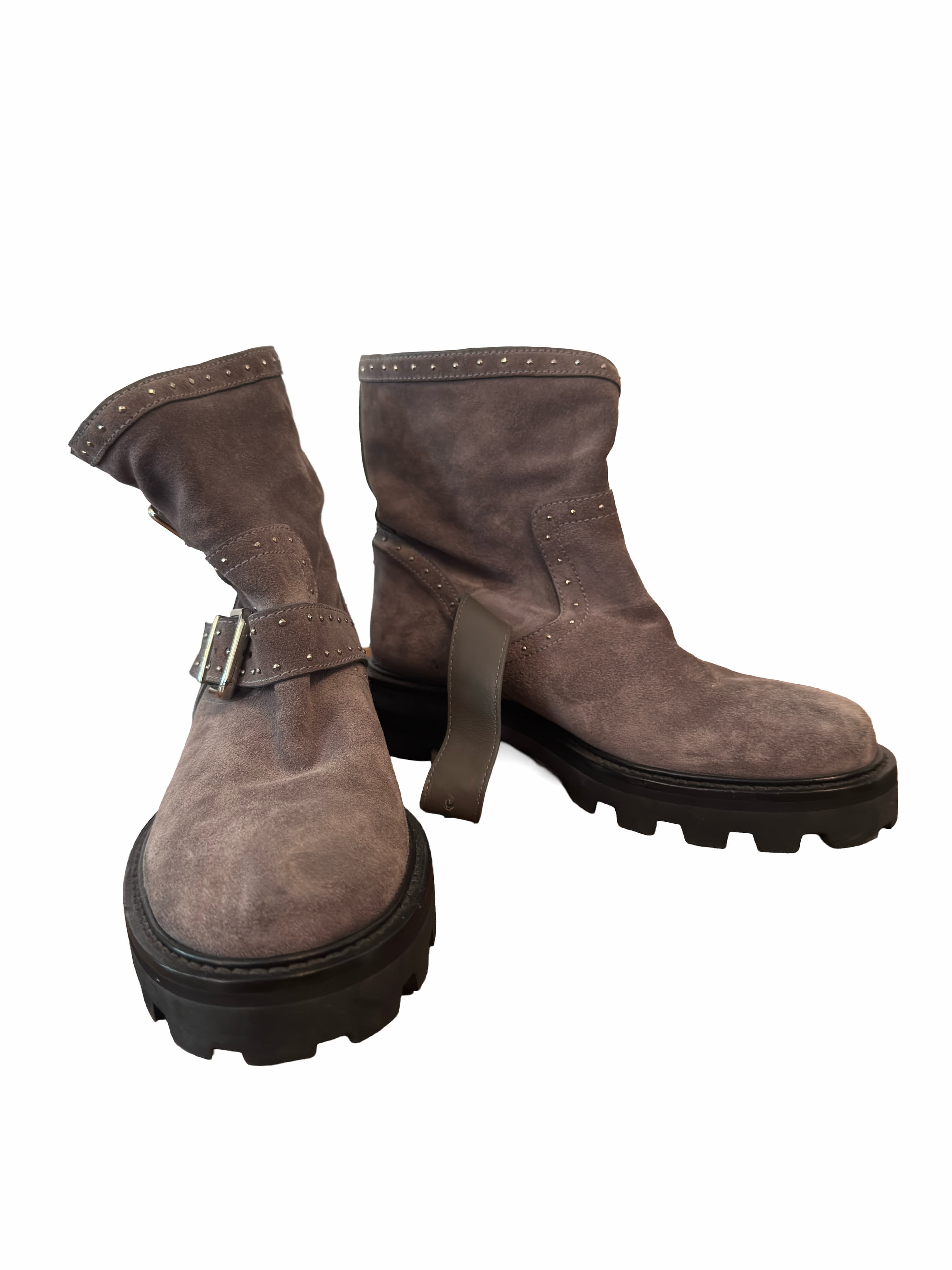 Jimmy Choo Youth Studded Gray Suede Ankle Boots