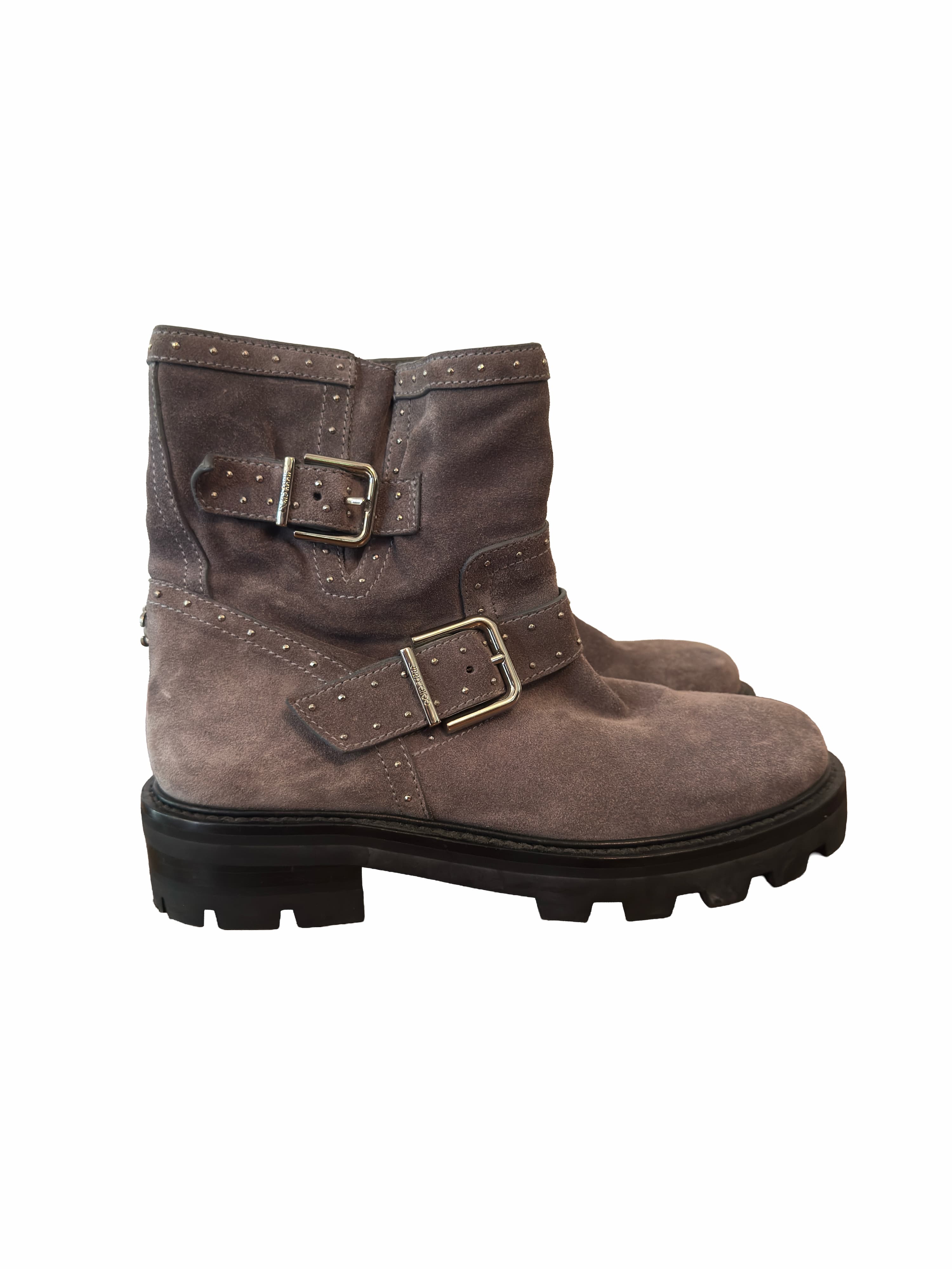 Jimmy Choo Youth Studded Gray Suede Ankle Boots